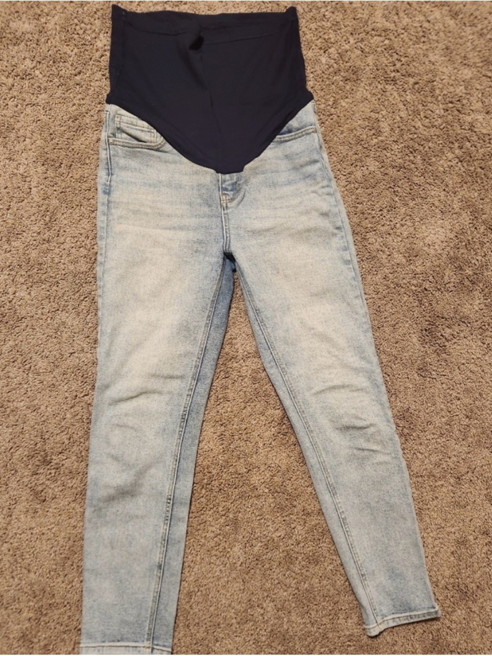 Pinkblush Light Wash Maternity Skinny Jeans with Navy Panel